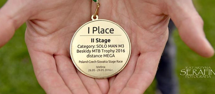 Medal za wygraną w II etapie Beskidy MTB Trophy 2016 (fot. Katarzyna Serafin) FB